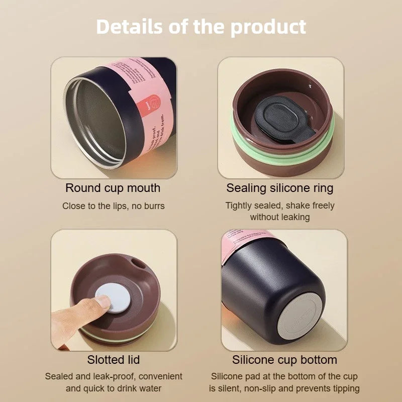 Thermal Mug Vacuum Insulated Tumbler Cup Stainless Steel Coffee Thermos Cups Leakproof Lid for Travel Silent Base Thermo Bottle