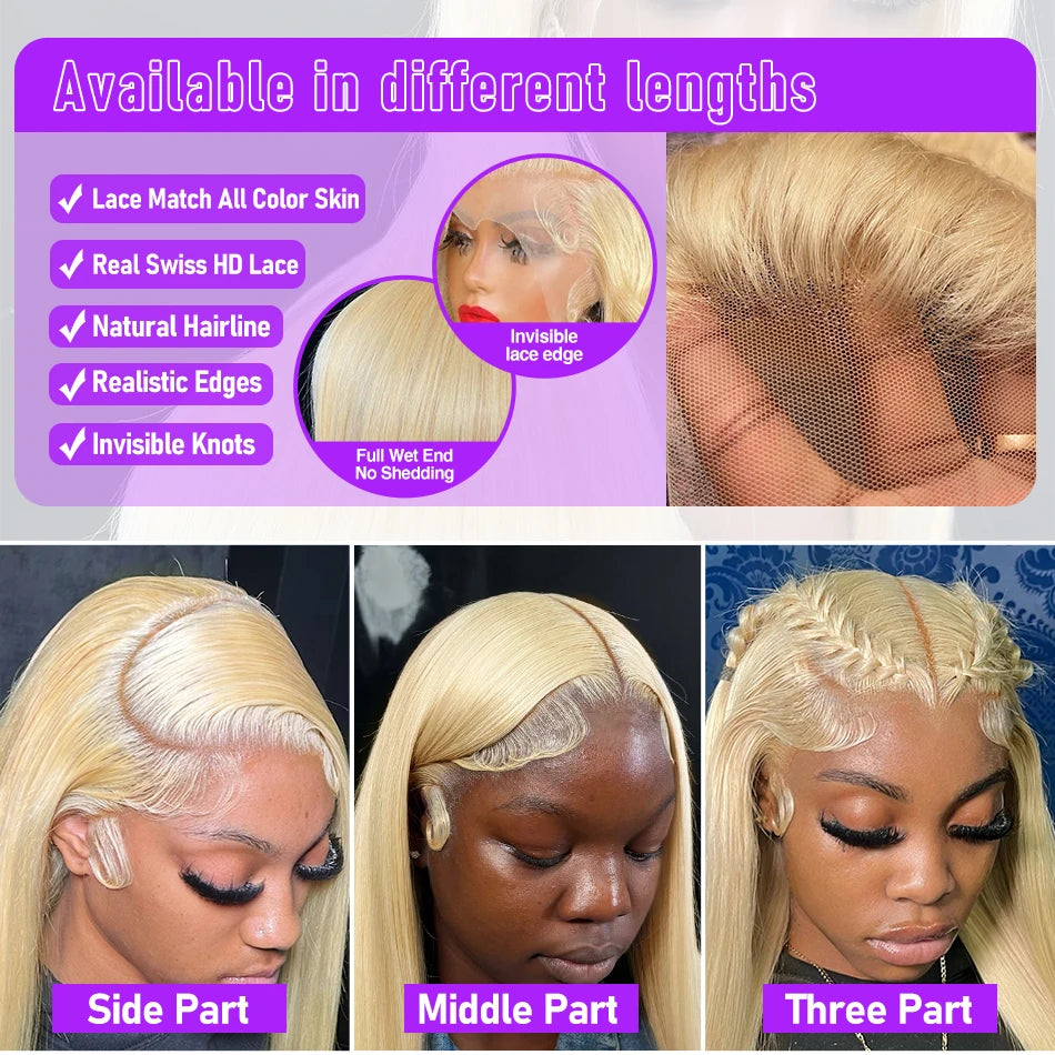Pretty Diary 613 13x6 HD Lace Frontal Wig Brazilian Colored Honey Blonde Bone Straight Lace Front Human Hair Wigs High Density