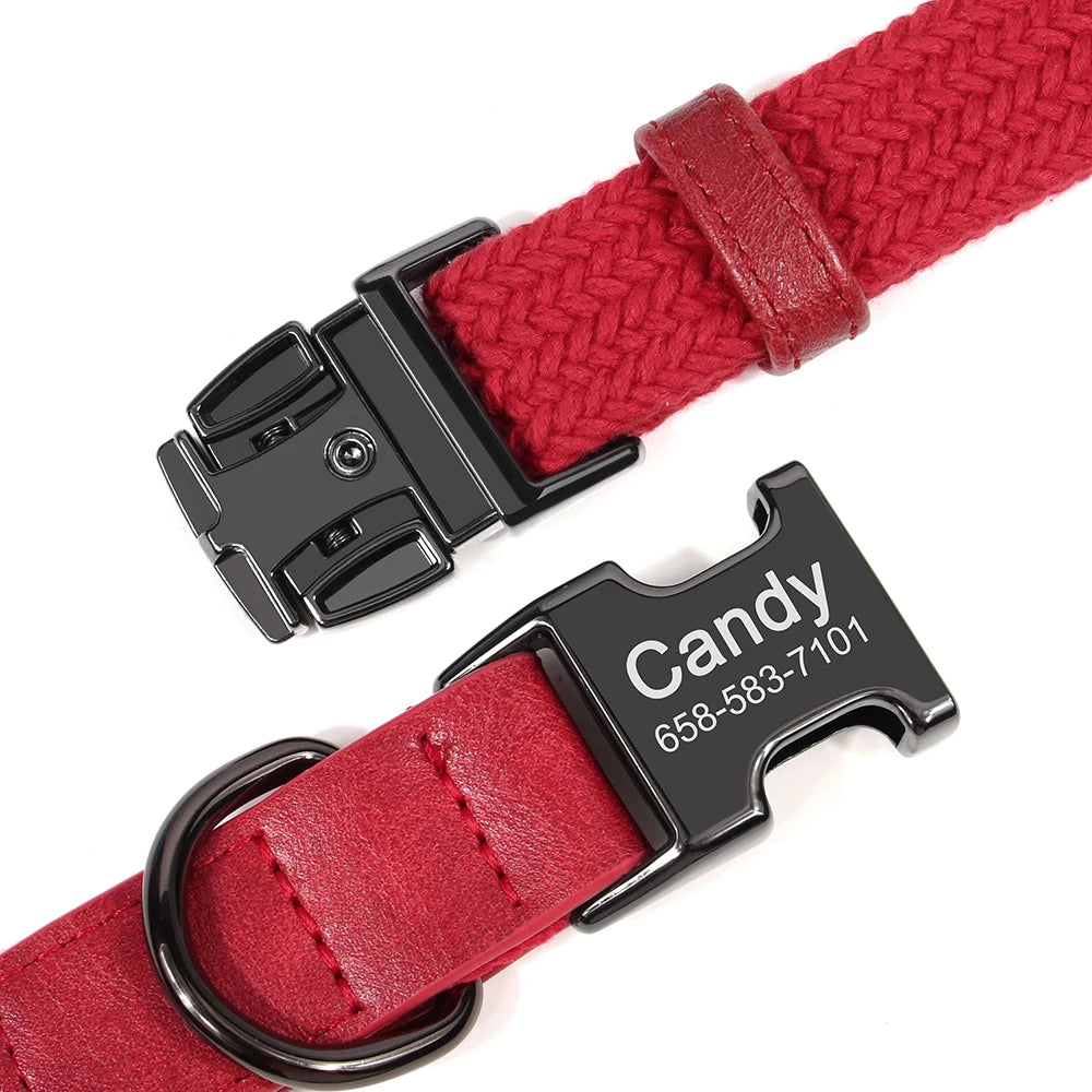 Personalized Nylon Dog Collar Free Engraving Dogs ID Collars With Name Buckle Metal Nameplate for Small Medium Large