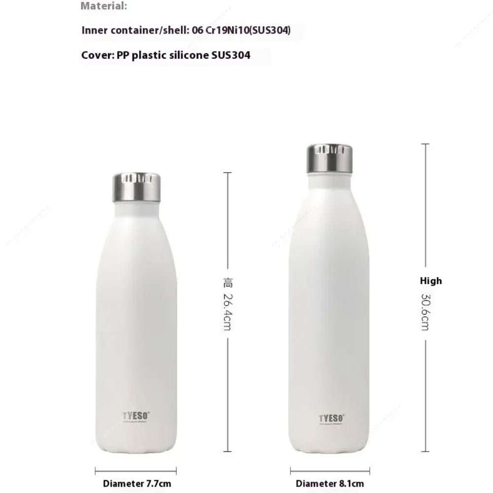 750/1000ML Tyeso Stainless Steel Cola Bottle Sports Kettle Keep Cold Thermal Cups Vacuum Tumbler Mug Bike Bottle Vacuum Cup
