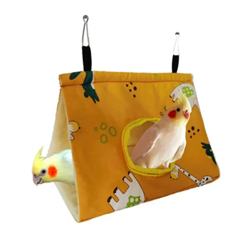 Winter Warm Bird Nest House Parrot Hanging Hammock Velvet Shed Hut Finch Cage Plush Birds Hideaway Sleeping Bed Perch Swing