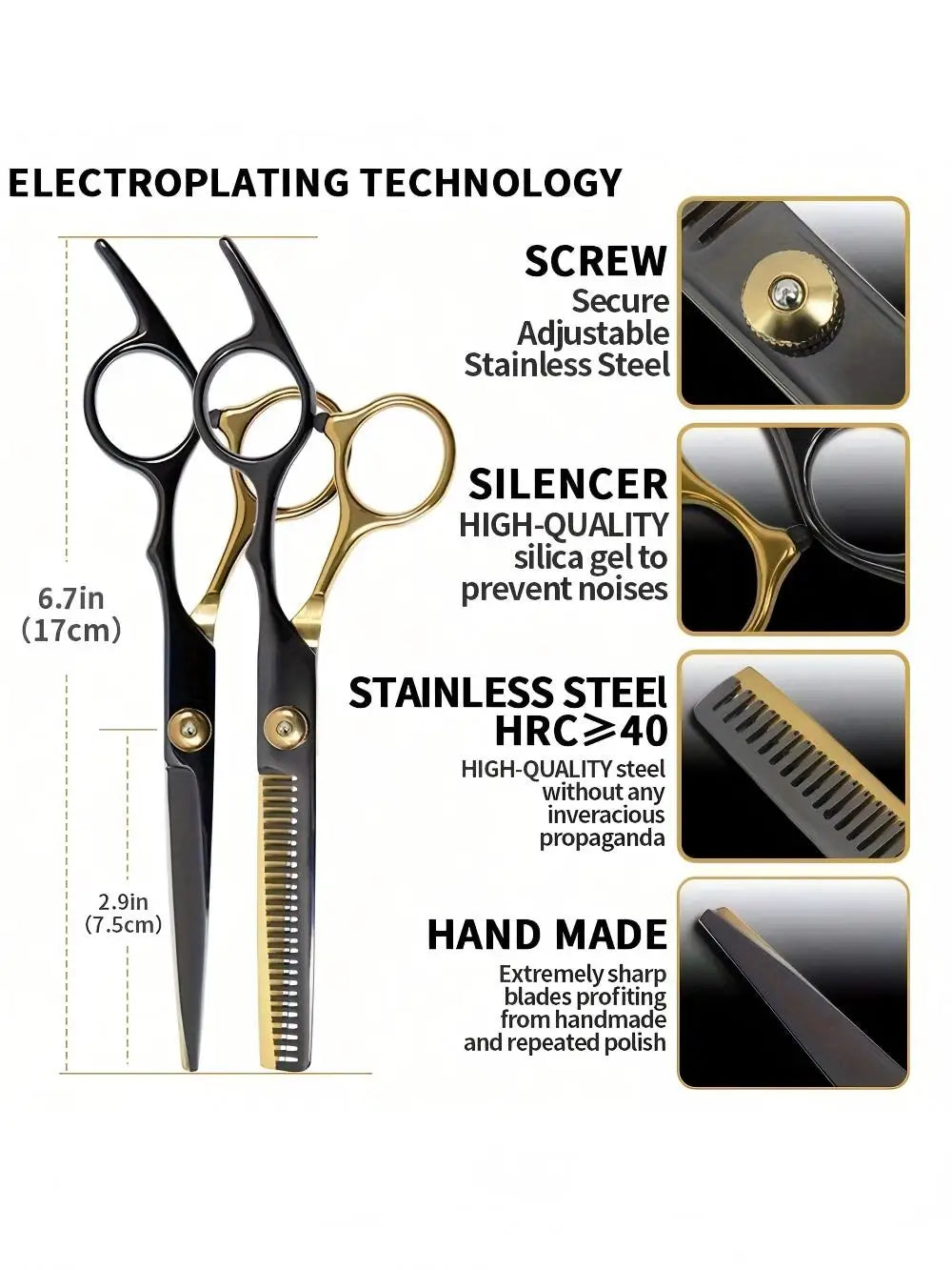 14Pcs Hair Scissor Professional Set Stainless Steel Barber Supplies  Hairdressing Shear Pet Home Salon Cutting Thinning Scissors