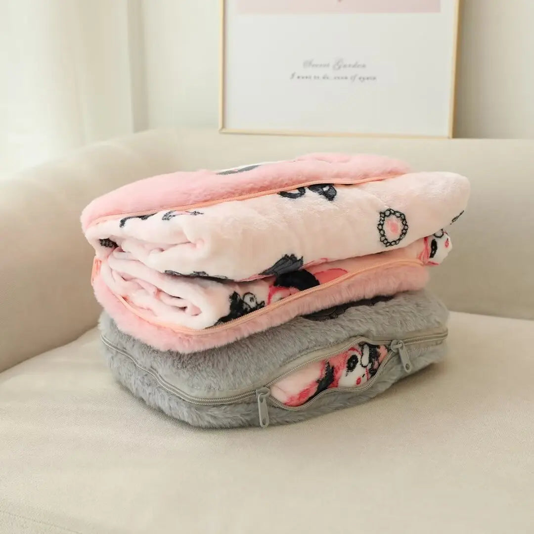 Kuromi My Melody Portable Blanket Nap Blanket Warm Handbag Blanket Travel Car Single Size Air Conditioning Blanket