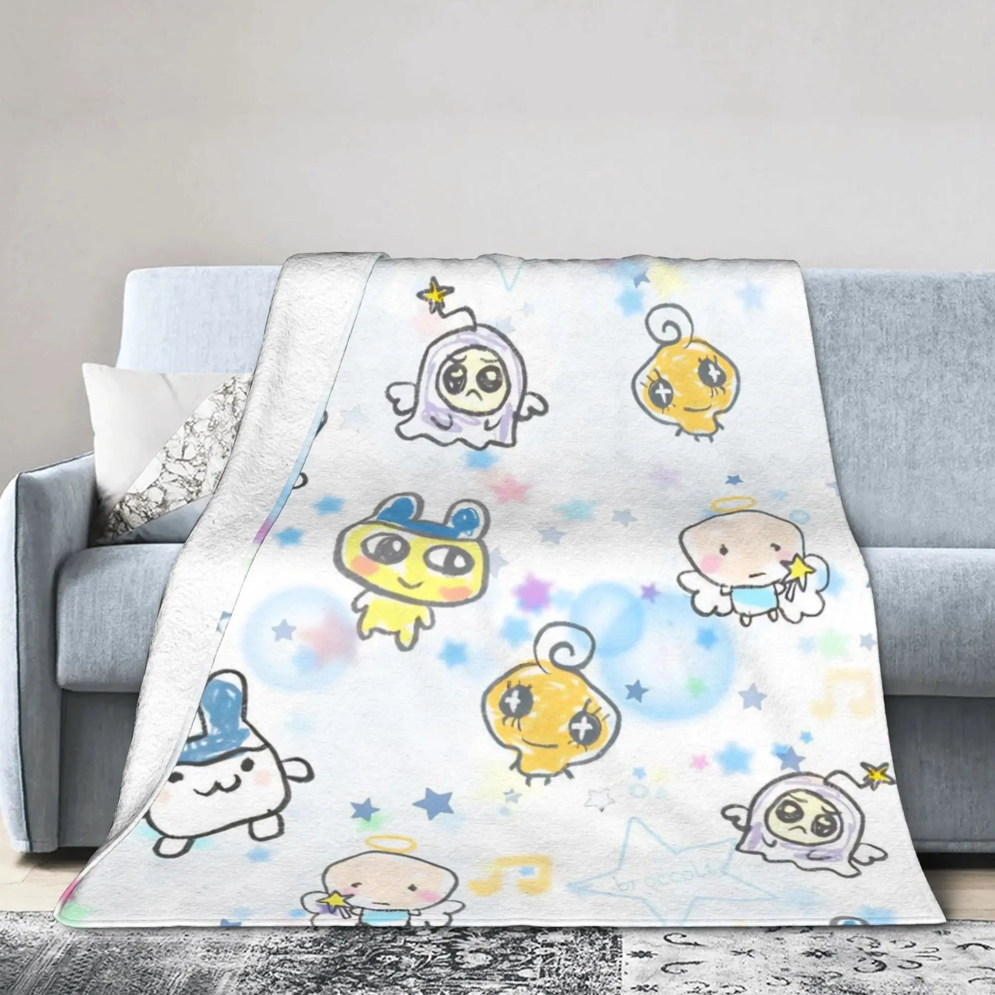Tamagotchis Mametchi   Flannel Blanket Spring  Soft Bedding Throws for Girls Boys Couch Chair Print Bedspread Sofa Bed Cover