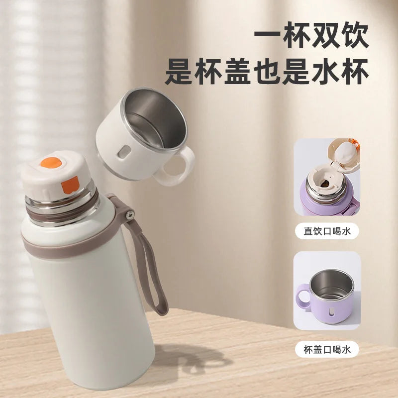 316 stainless steel insulated cup, vacuum insulated bottle, with drinking cup, leak-proof, coffee, tea, gift, outdoor supplies