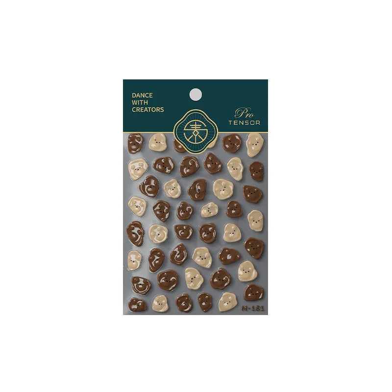 High-quality white and brown bear 3D nail art stickers, a set of 5D colorful butterfly nail decals