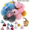 10pcs Color Random Plush Bunny Cat Toys, Soft, interactive cat toy Rabbit balls, Colourful, Soft and Cute Plush Cat Toy Balls