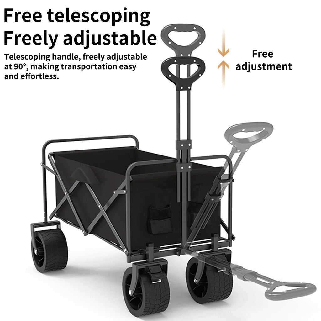Foldable Large Capacity Bag Camping Cart Thicked Wheels Telescopic Handle Shopping Trolley Camping Trailer