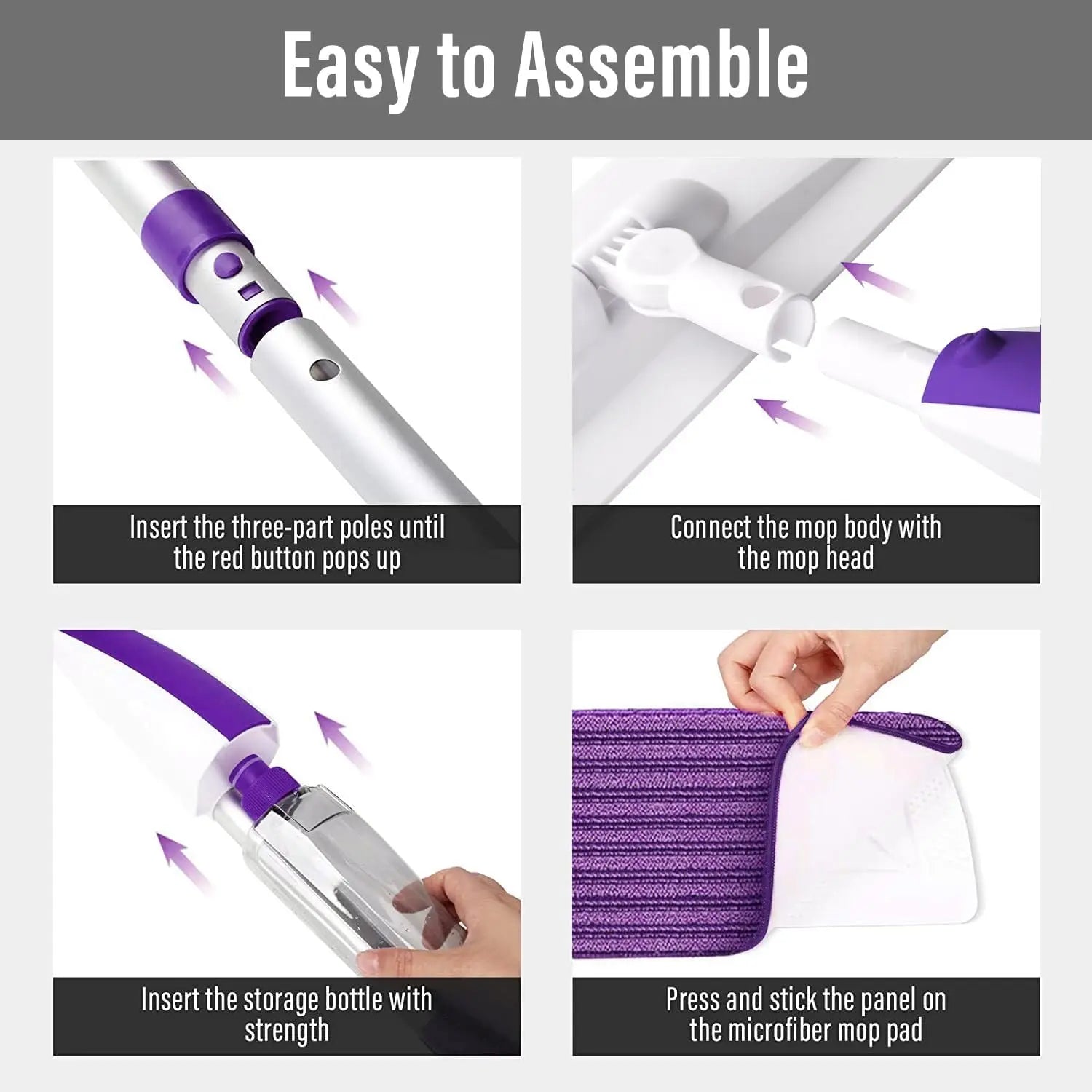 Refillable Spray Mop with 3 Washable Pads for Hardwood Floors, Easy Dry Wet Cleaning