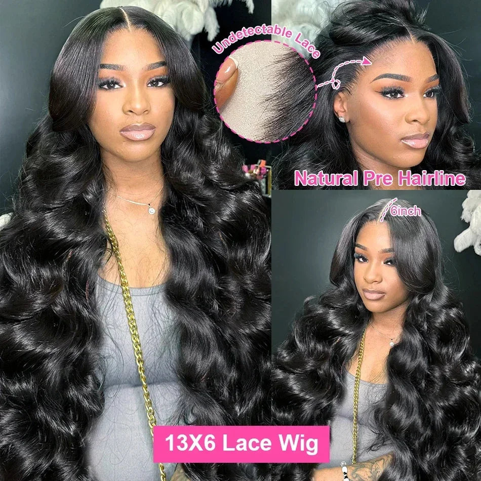 220% Density Long Body Wave 40 50 Inch 13x4 13x6 Full Frontal 360 HD Transparent Lace 5x5 Closure Human Hair Pre plucked Wigs
