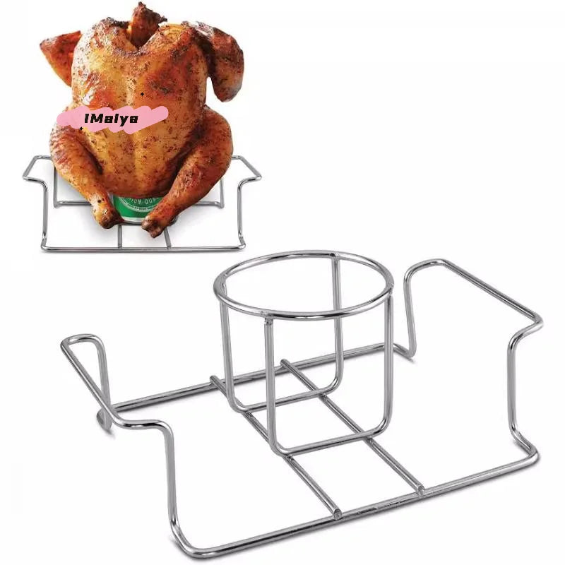 Non-Stick Chicken Roaster Rack Food Grade Stainless Steel Vertical Chicken Holder for Barbecue Cooking Kitchen Accessory