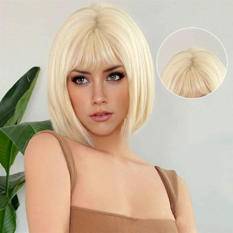 Fashion selling light blonde wig female bobo short straight hair at the end of a cut synthetic fiber hair full head set