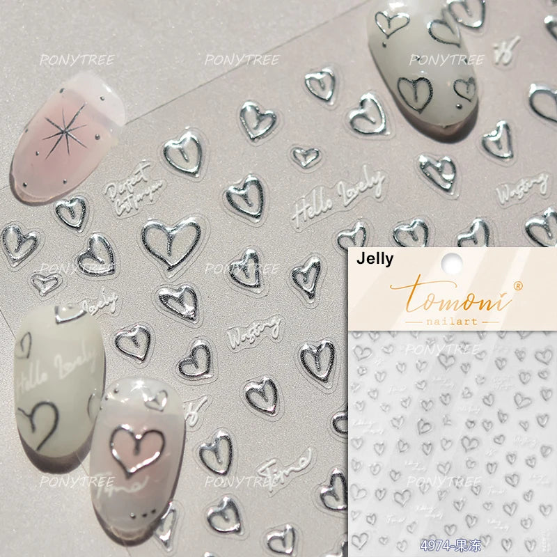 Silver Lava Annual Ring Cherry Clock Watch Starburst Love Heart Rate Chart Moon Star Line  Bowknot Line Nail Art Stickers Decals