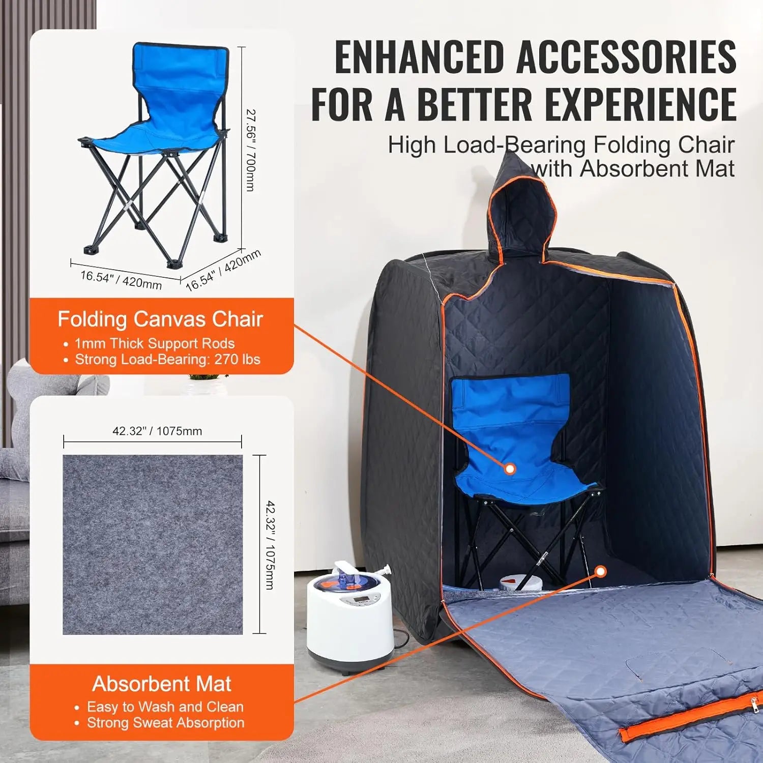Portable Steam Sauna Tent with Remote Control, Chair & Bag for Home Detox Relaxation, Black