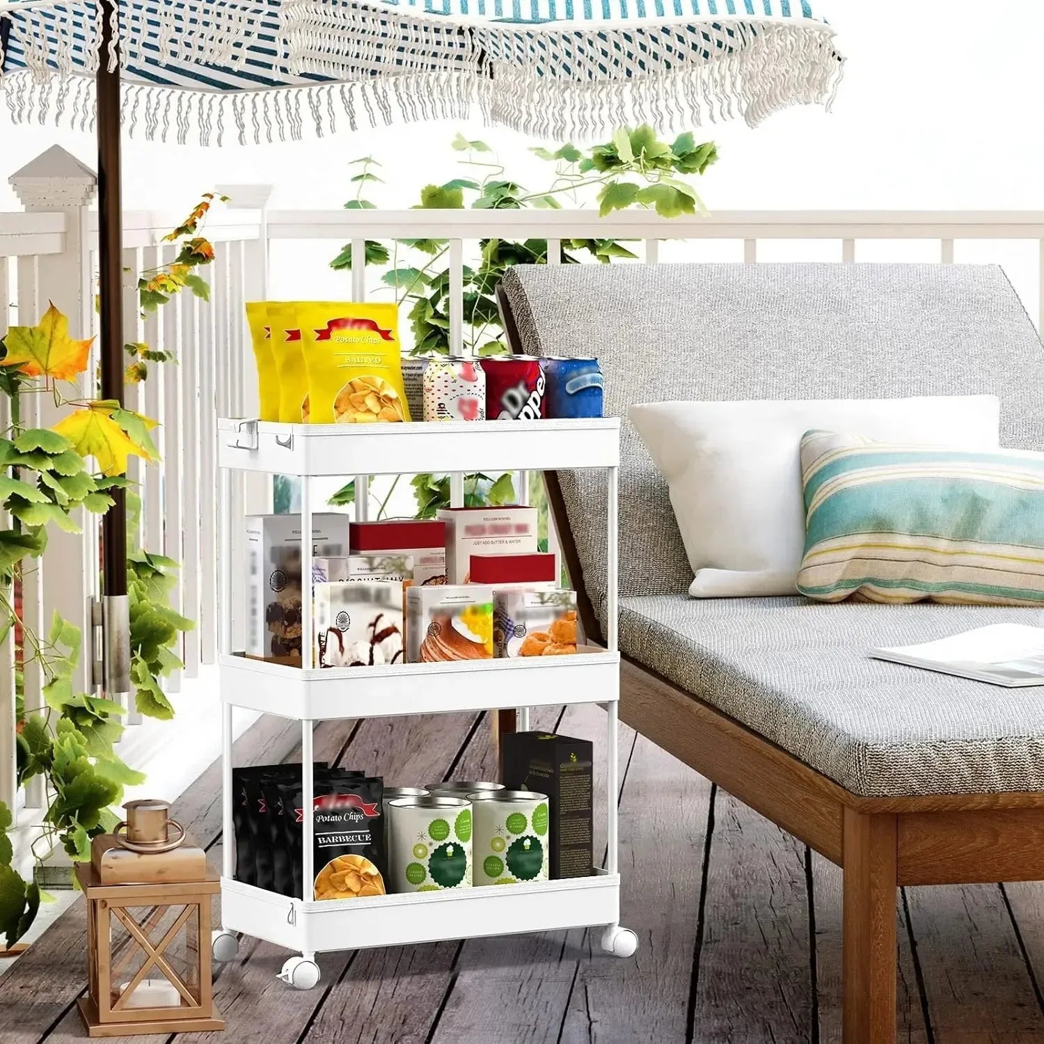 Rolling Storage Cart 3 Tier, Bathroom Cart Organizer Mobile Shelving Unit Multi-Functional Shelves for Office, Kitchen, Bathroom