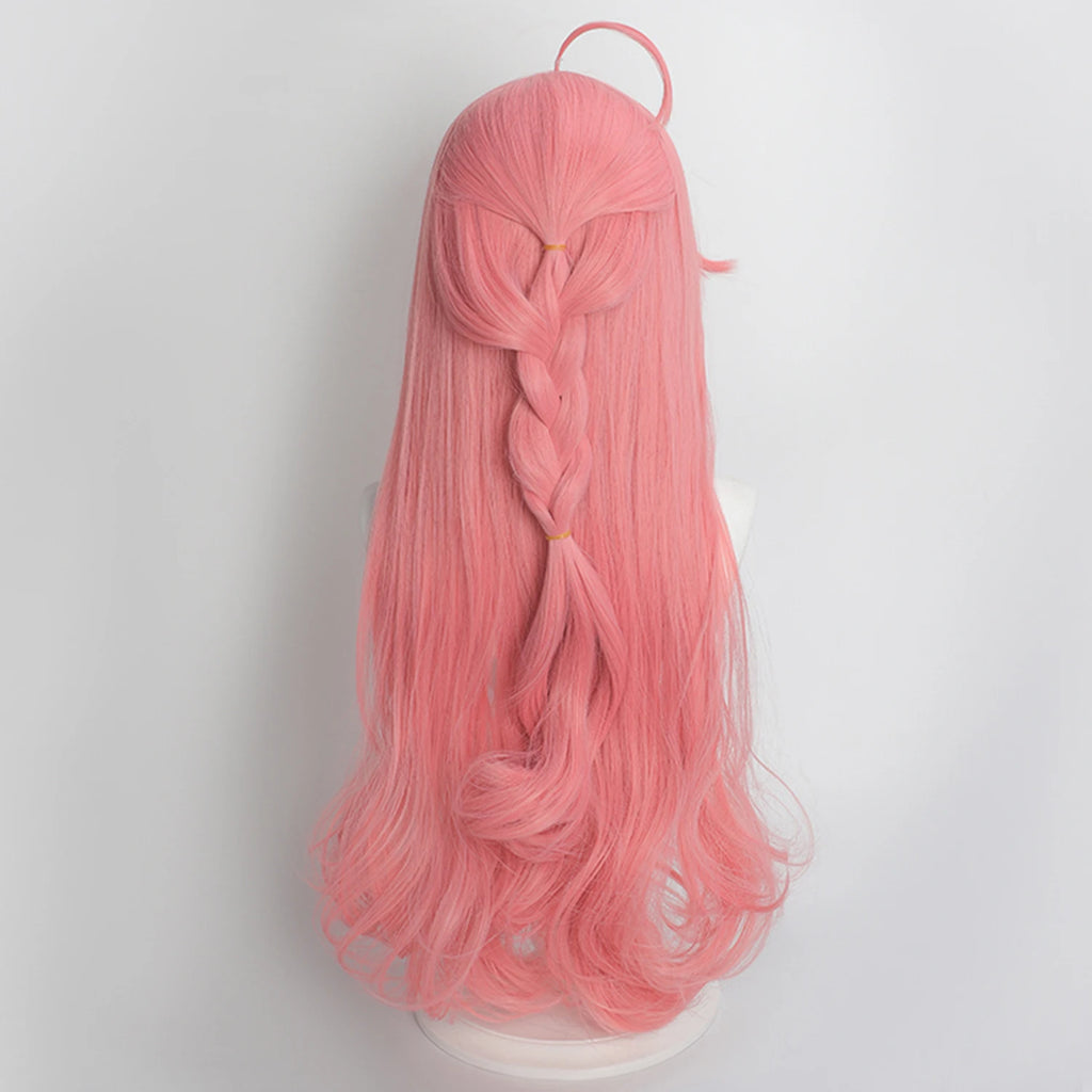 Anime Cosplay Wig Pink Long Curly Hair Heat Resistant Synthetic Wig for Game Character Cos Halloween Party