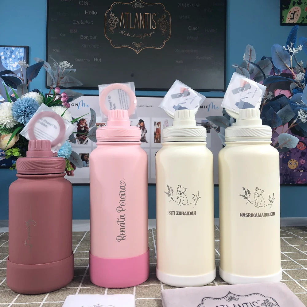 PuraCool Custom Water Bottle with Phone Holder 1000ML 32oz Magnetic Tumbler Name Personalized