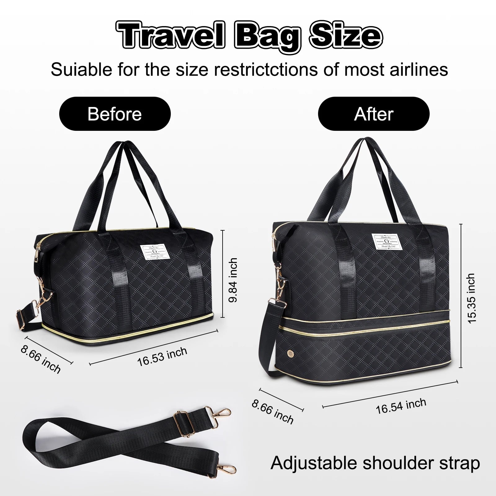 [Large Capacity Gym Bag] Large Capacity Multifunctional Travel Gym Bag | Women's Combo Letter Bag with Independent Shoe Compartm