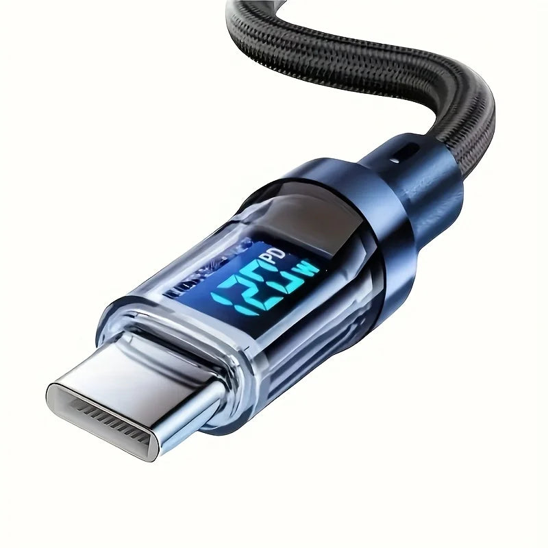 120W Super Fast Charging Cable Real-time Digital Display USB A to Type C data Cable For iPhone Android Phones Universal