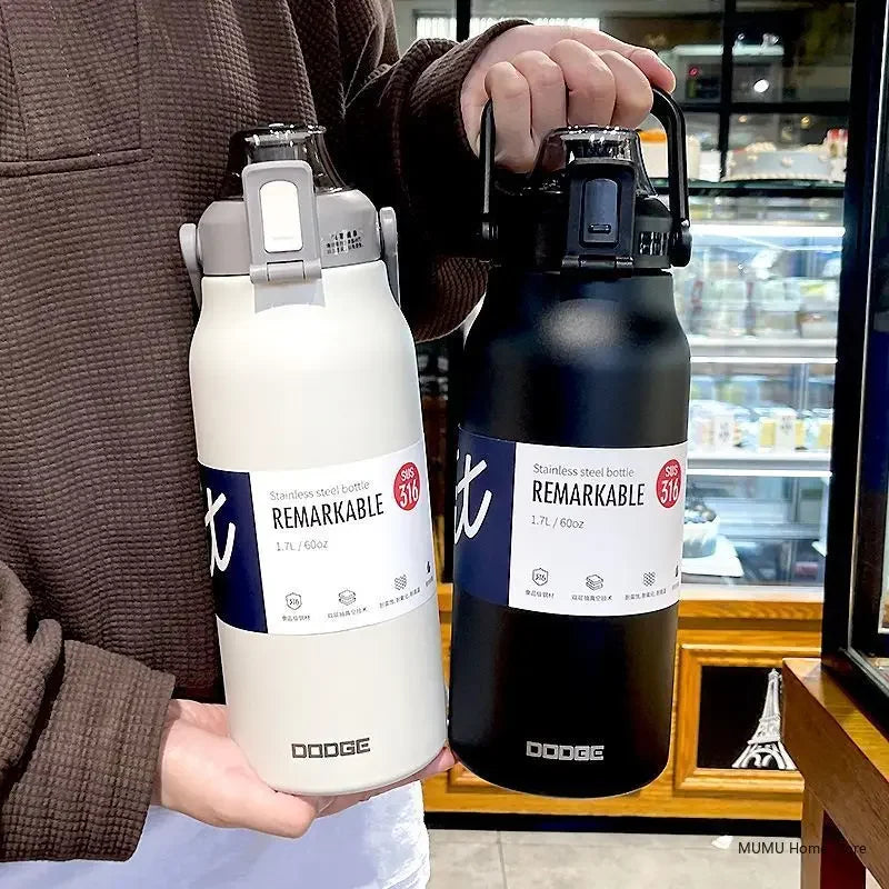 DODGE  1300/1700ML Tumbler Stainless Steel Thermos Bottle Portable Vacuum Flasks Outdoor Sports Water Cup Car Insulated Flask