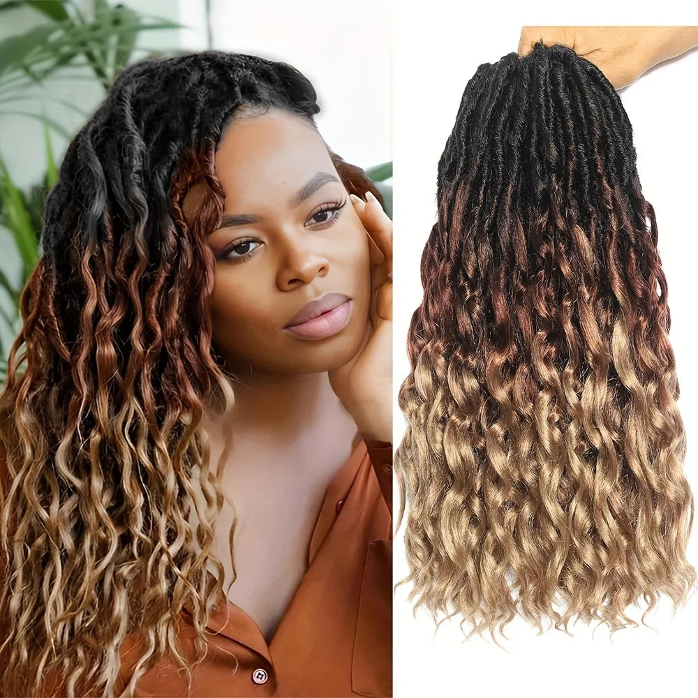 Soft & Curly Faux Locs Crochet Hair - 6pcs, Pre-Looped Goddess Braids for Women, High-Temperature Synthetic Braiding hair