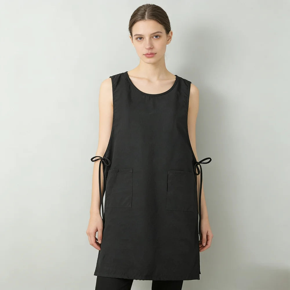 Waterproof Anti-Oil Kitchen Apron for Women with Pockets Long Vest Apron Cooking Painting Nail Salon Beauty Working Pinafore