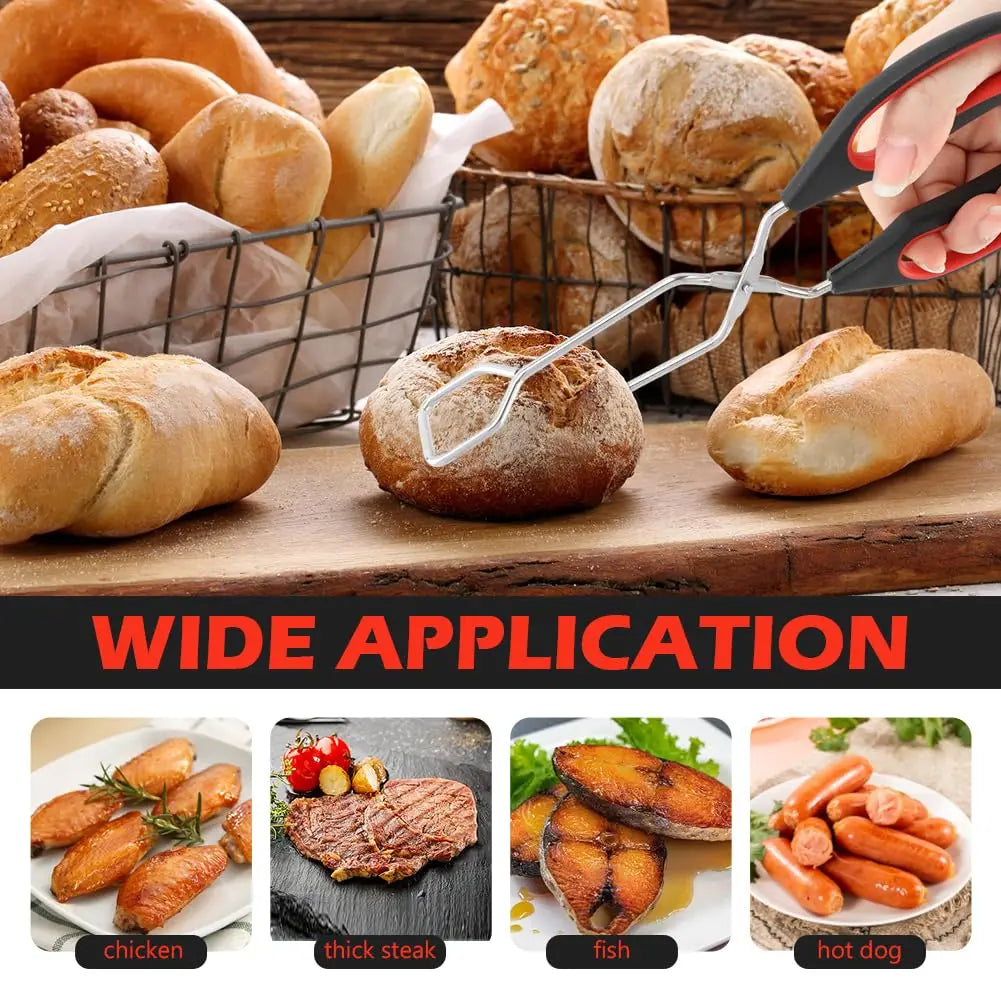 1/3pc Barbecue Scissor Tongs Long Handle Grilled Charcoal Food Tong  Multifunctional Food Clip Bread Metal BBQ Baking Clips