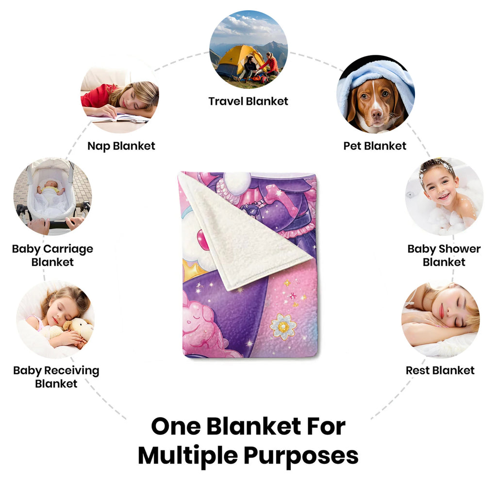 Kuromi Lolita Style Cartoon Blanket Cute Girlish Heart Flannel Throw Blanket Nap Blanket For Home Office Travel All-season Use