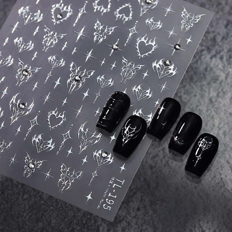 1pcs 5D DIY Self-Adhesive Slider Accessories Diamond Butterfly Nail Art Stickers Holographic Butterfly Nail Decorations Decals