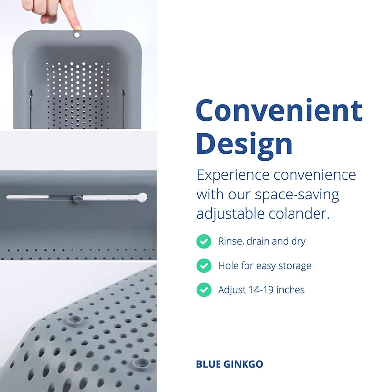 Over The Sink Colander Strainer Basket Wash Vegetables And Fruits Drain Cooked Pasta And Dry Dishes Extendable Home Kitchen
