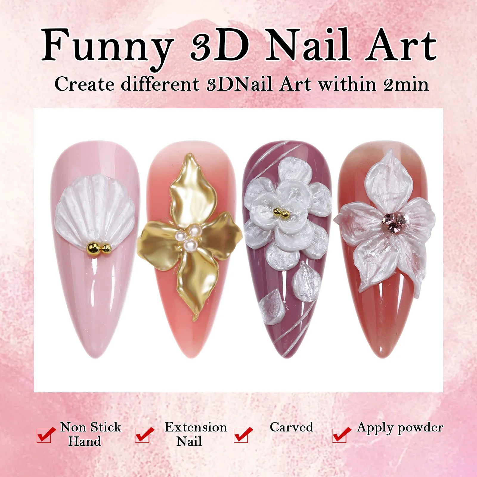 3D Nail Art Gel White Pearl Solid  for Carving Patterns Decoration Nail Art Home Manicure DIY for Women White Sculpture