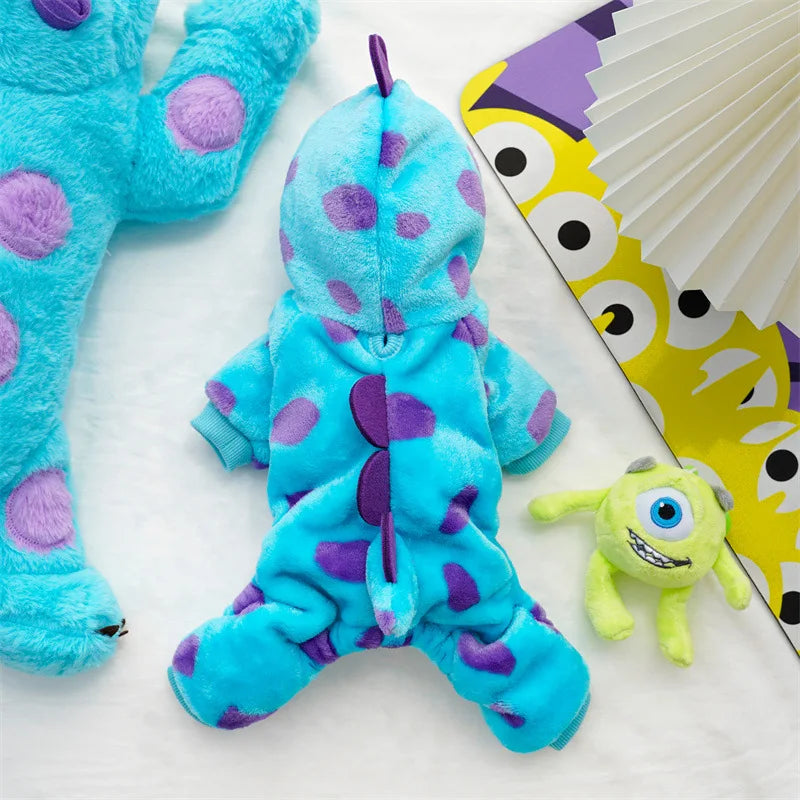 Winter Dog Pajamas Onesie Dinosaur Costume for Small Dogs and Cats, Dog Hoodies Cold Weather Jumpsuit for Christmas Halloween