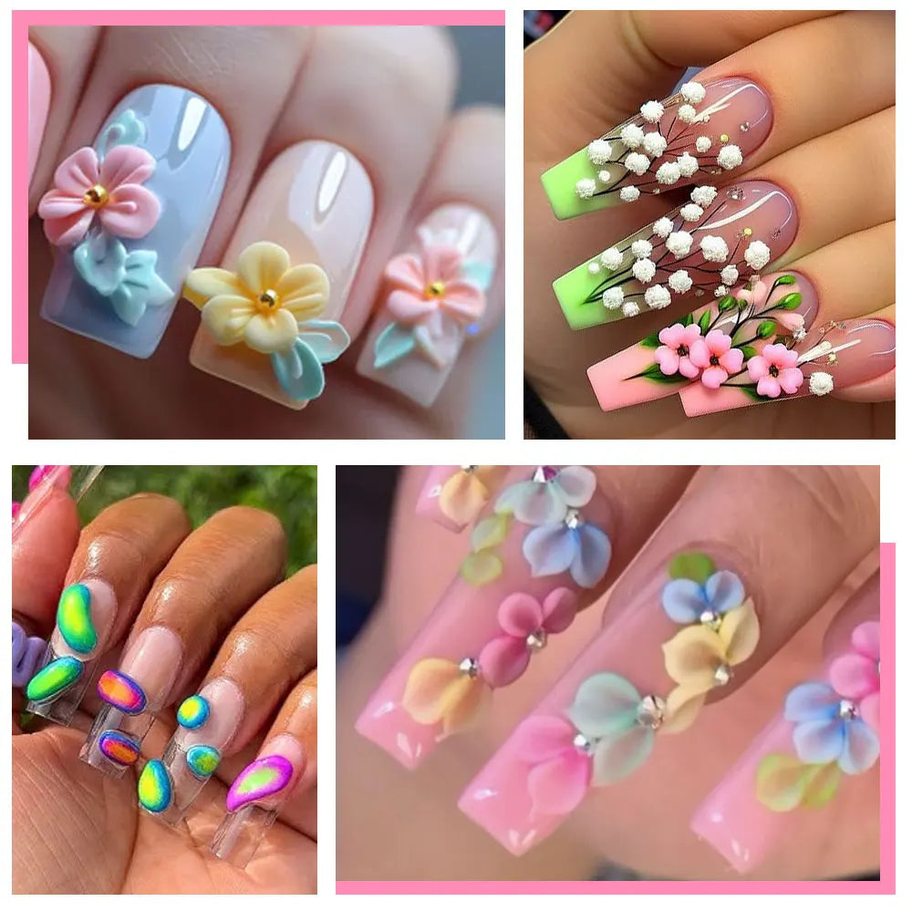 Nail 12 Colors Plasticine Gel for Nails DIY Carve Patterns 3D UV Gel Acrylic Carving Flowers Accessories for Manicure Art Tools