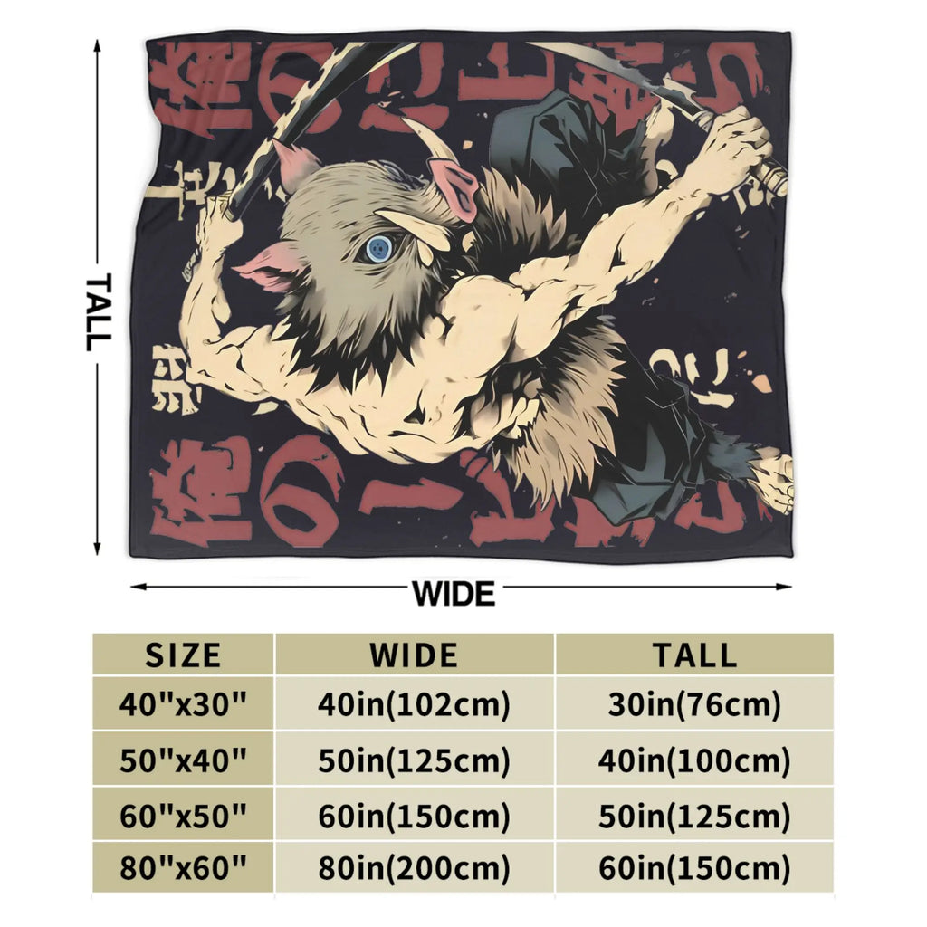 Inosuke Kimetsu No Yaiba Flannel Blankets  Creative Throw Blanket for Home Hotel Sofa  125*100cm Bedspread