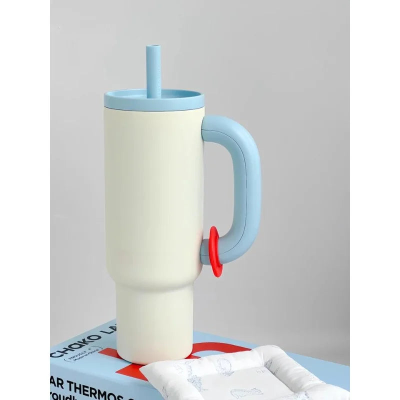 304 Stainless Steel Straw Insulated Ice Cup Thick Portable Handle Design for Trendy 40OZ Insulated Cup  Outdoor Travel
