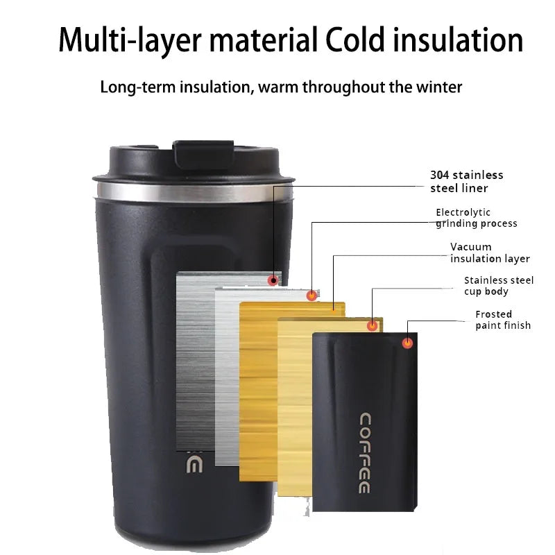 380/510ML Car Coffee Cup Thermos Water Bottle Keeps Cold and Heat Thermal Mug Stainless Steel Thermo Bottle Sports Water Bottles