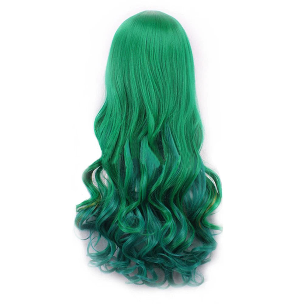 Soowee Synthetic Hair Ombre Cosplay Wigs with Bangs Green Costume Lolita Wig