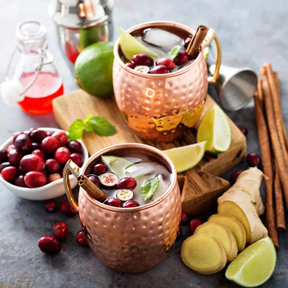 1-6PCS Cocktail Wine Cup Moscow Mule Mugs Stainless Steel Copper Plated Juice Beer Cup Coffee Mugs Bar Champagne Party Drinkware