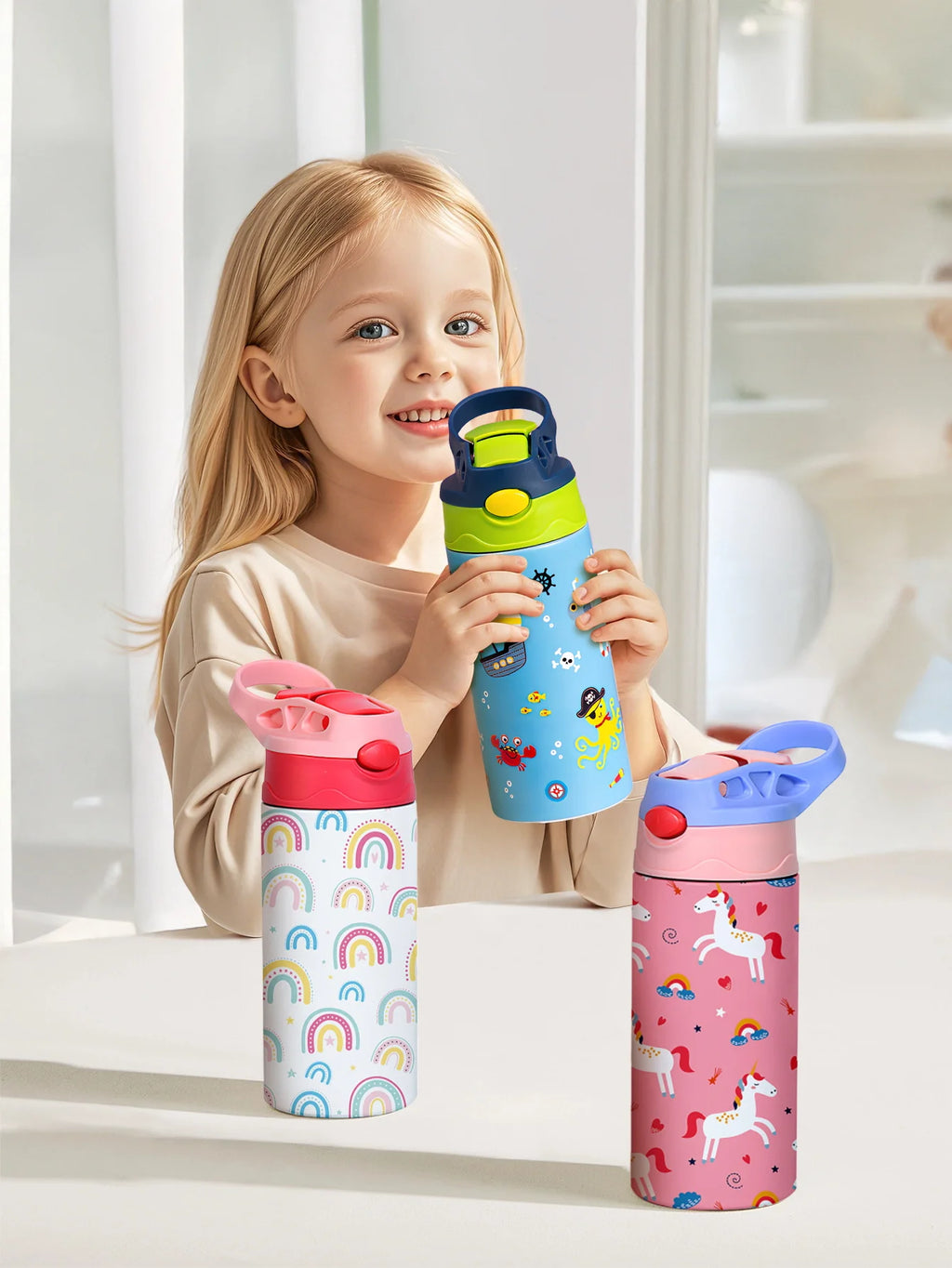 350ml Cartoon Insulated Cup Animal Pattern Stainless Steel Thermos Cup Christmas Vacuum Flasks Water Bottle Xmas Gift Cup