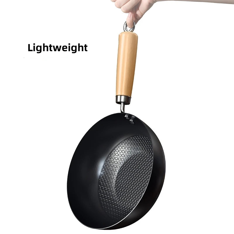 Non-stick iron pan frying pan with lid uncoated gas stove induction cooker universal stew pot cookware handmade steak wok pan