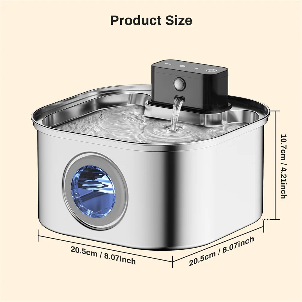 Stainless Steel Wireless Recharging Sensor Cat Water Fountain Auto Drinking Fountain For Cats Dog Drinker Pet Dispenser Bowl