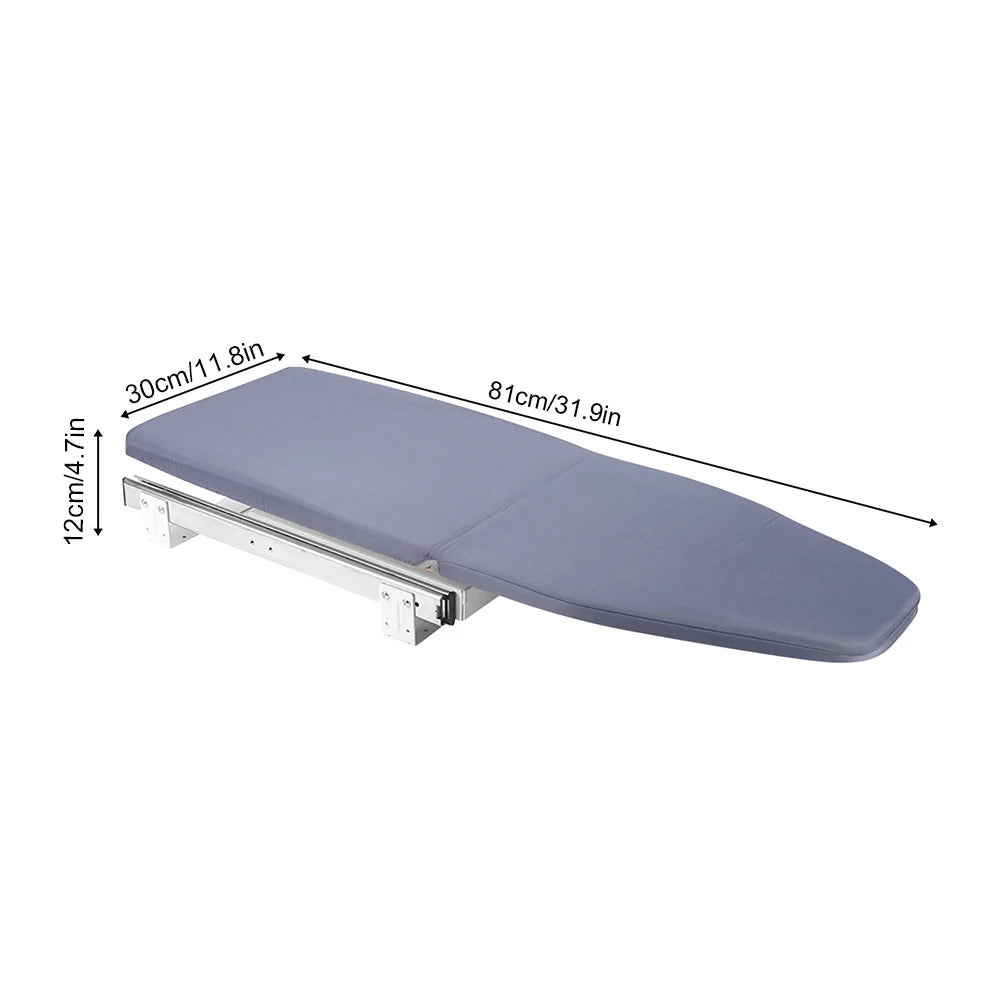 Foldable Ironing Board, Retractable Cabinet Mount, Push-Pull Sturdy Metal Frame  80x29.5cm / 31.5x11.6in (Gray)