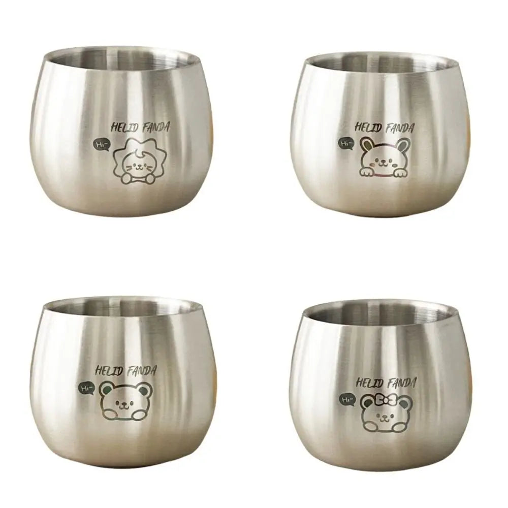 304 Stainless Steel Children Drinking Cup 120ML Thickened Coffee Cup Anti Scalding Cute Pattern Kids Water Cup