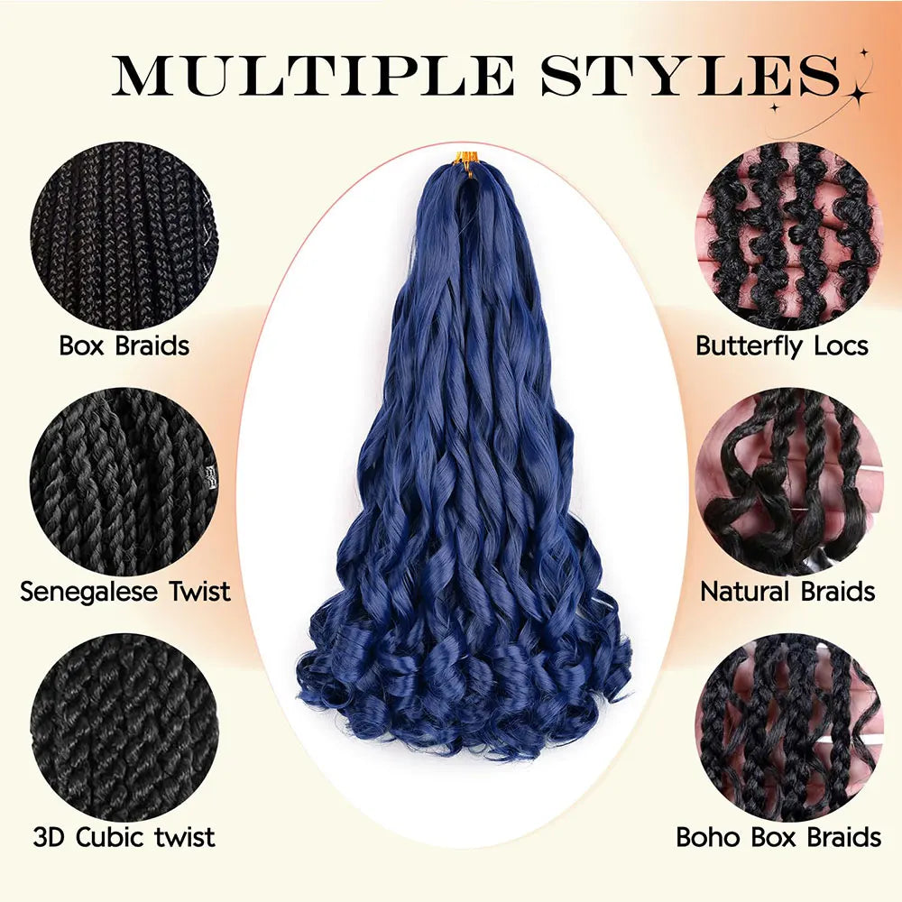 French Curly Braiding Hair 22Inch Synthetic Curly Braiding Hair Pre Stretched Loose Wavy Curl Braiding Hair Extensions For Women
