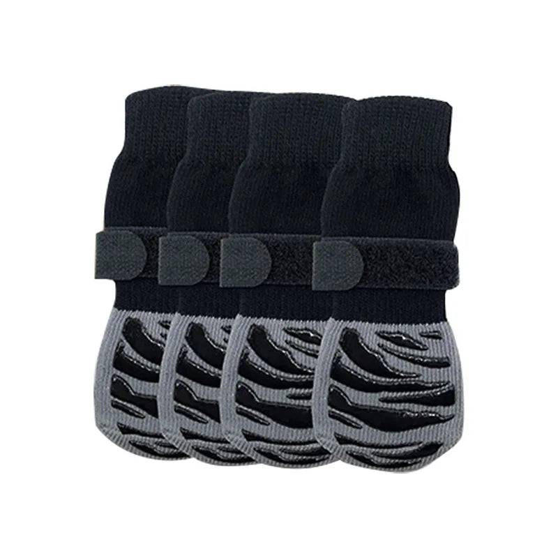Anti-Slip Pet Dog Socks Paw Protector Traction Control Adjustable Indoor Wear Knitted Pet Socks Machine Washable 4pcs/pack