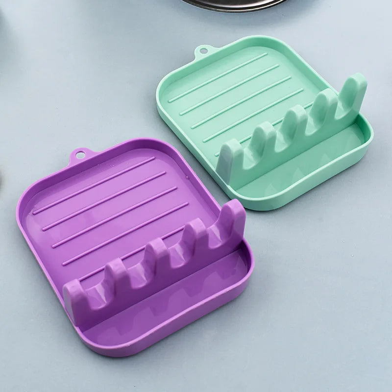 Kitchen Spoon Holders Fork Spatula Rack Shelf Organizer Plastic Chopsticks Holder Non-slip Spoons Pad