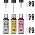 Metallic Mirror Nail Polish, Chrome Gel Liner Nail Art with Thin Brush in Bottle 3D Mirror for Salon Home DIY French Manicure