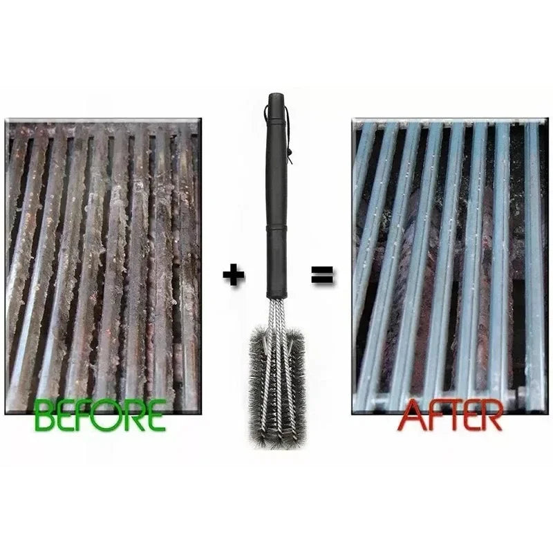 Grill Cleaning Brush BBQ Tool Grill Brush 3 Stainless Steel Brushes In 1 Cleanin Bbq Accessories Best Cleaner Barbecue bbq