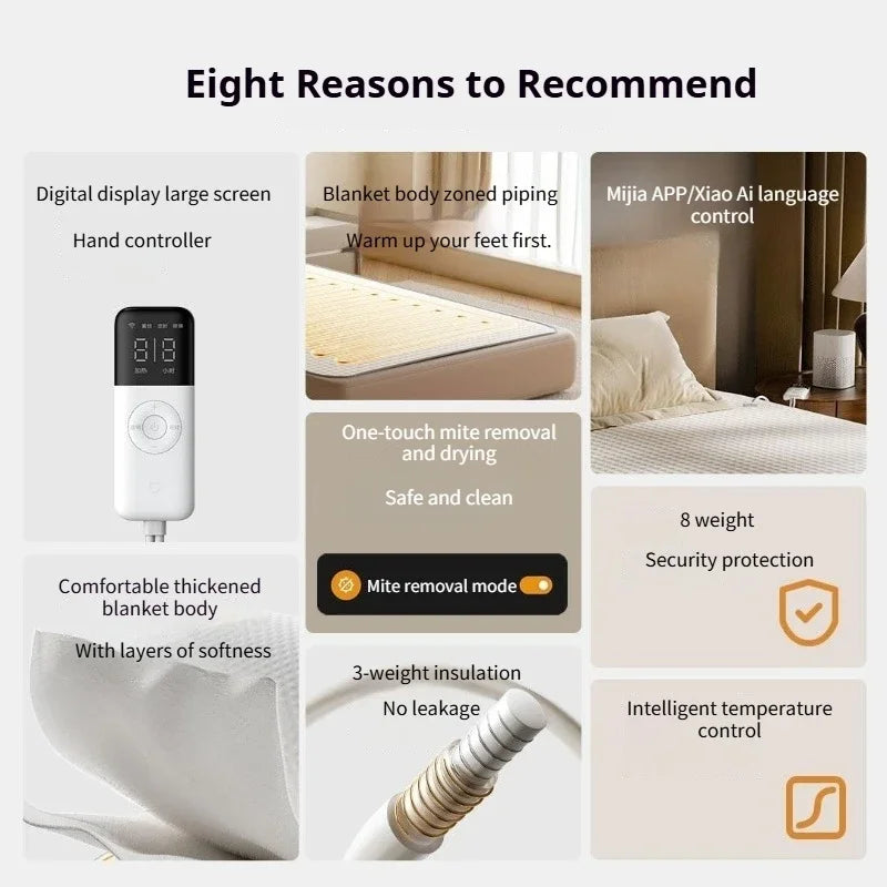 Mijia Electric Heating Blanket Single Version 1.8x0.8m Heated Mattress Pad Winter Heating Blanket for Home Bed Suppies