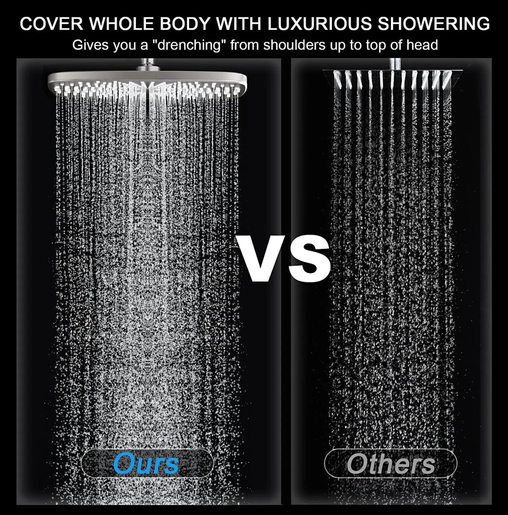 High Pressure Rain Shower Head with Handheld Spray Combo, Magnetic Docking and Power Jets